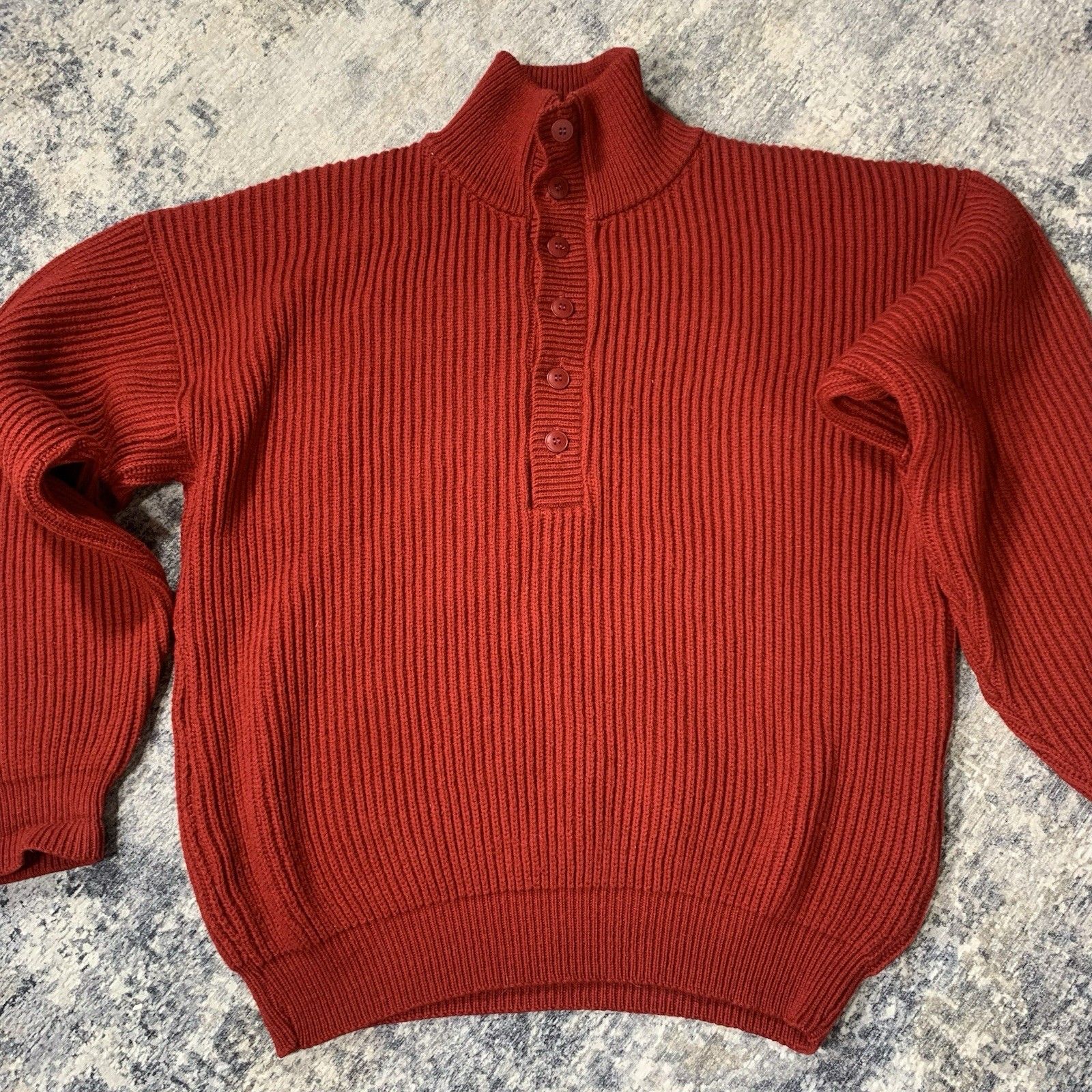 Wool Knit Rei Chamonix Guide Sweater Fisherman Red Burgundy Usa Vintage Large — image 2 of 8